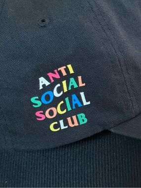 Anti Social Social Club Black Cotton Cap With Multicolor side Logo- The Classics